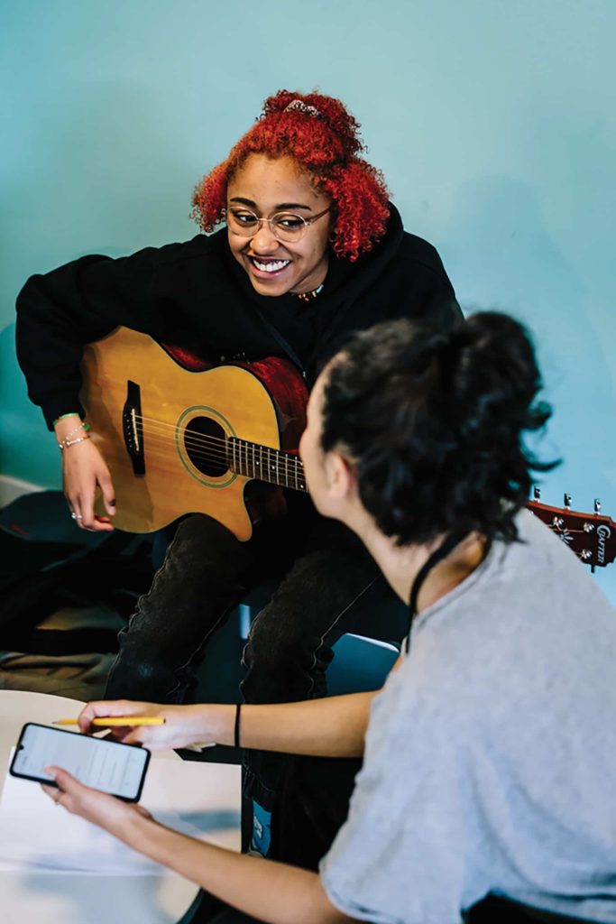 BIMM student on guitar
