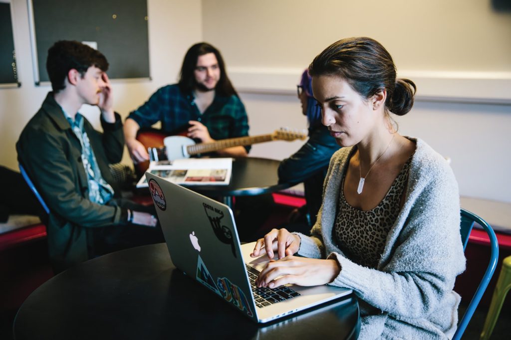 BIMM student on laptop