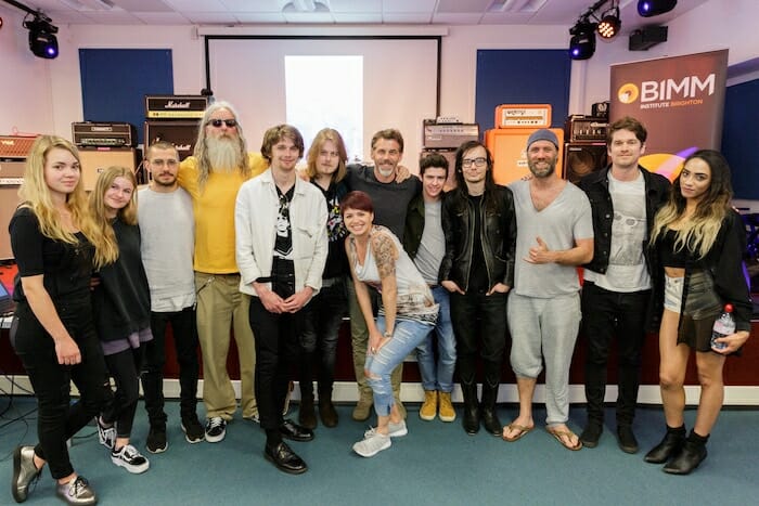 BIMM masterclass with Reef - all students stood with members of the band Reef.