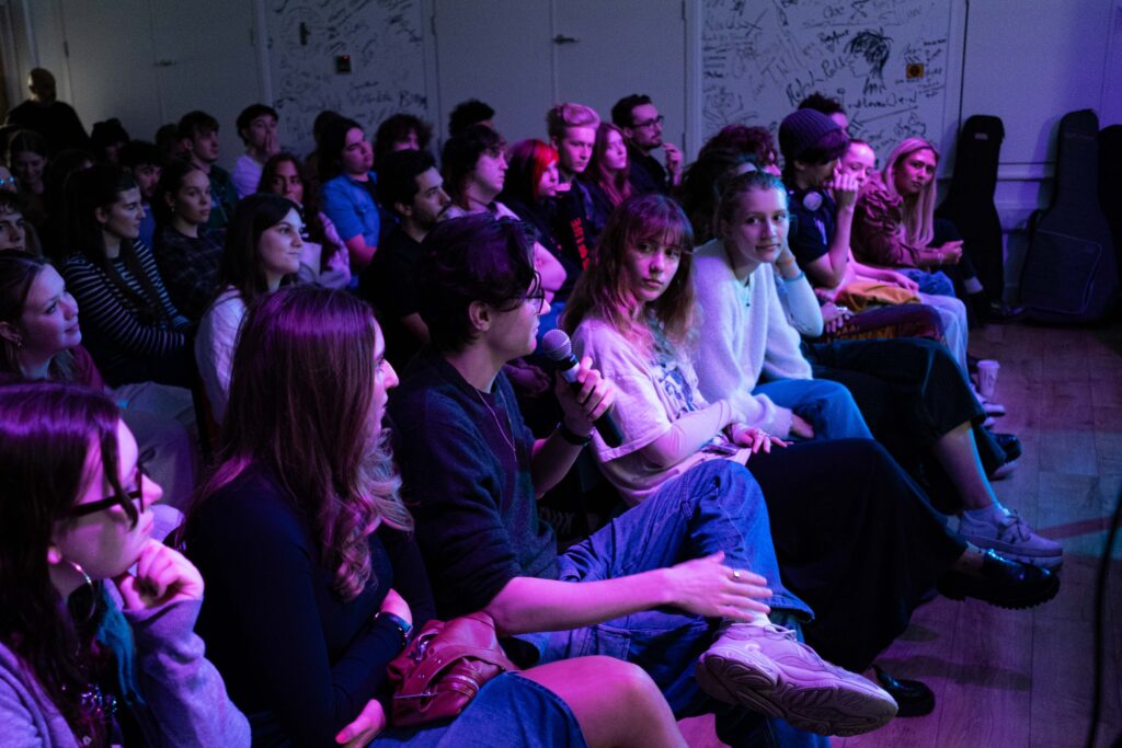 James Bay masterclass students seated watching