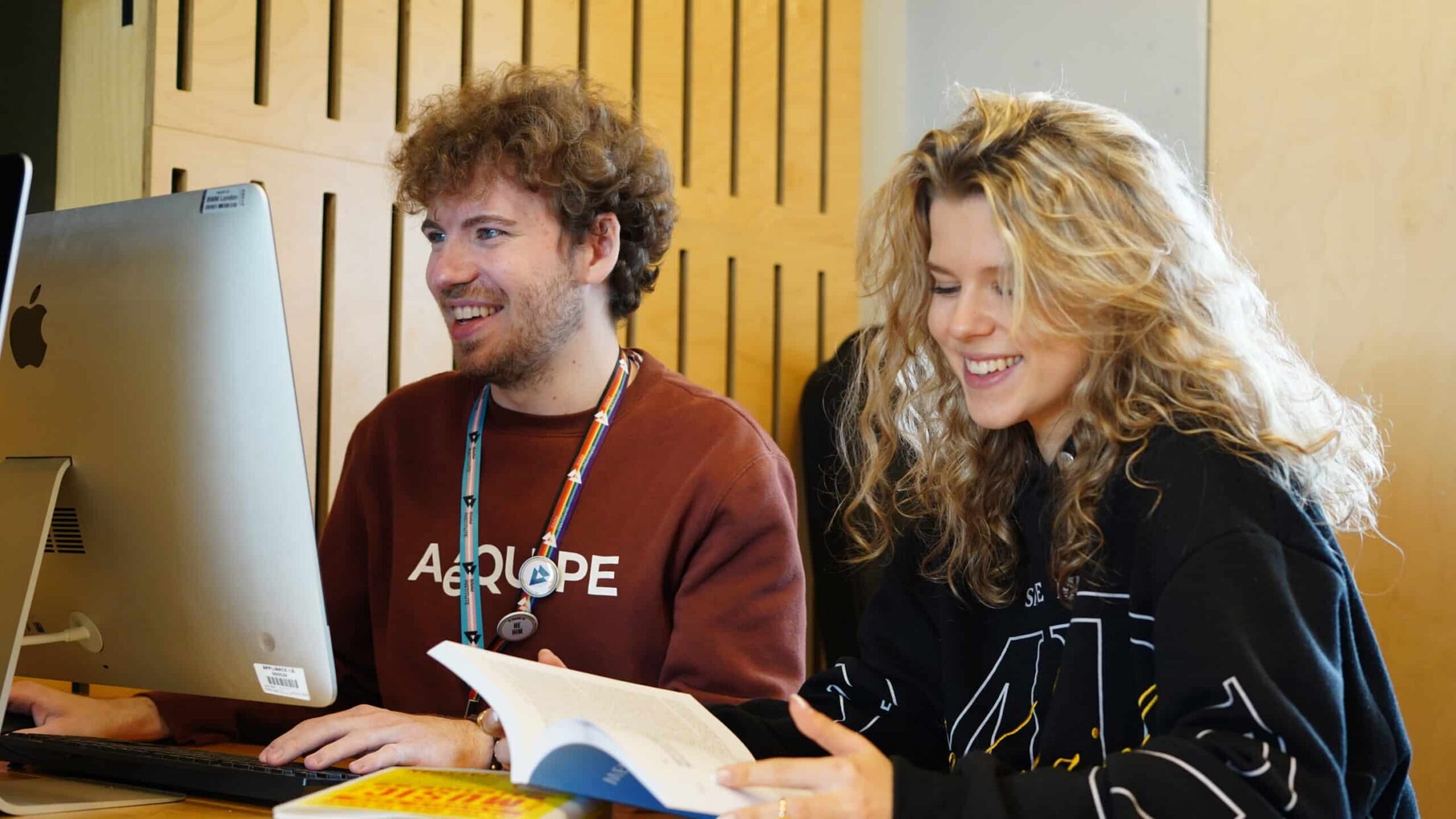 BIMM students sat at computer