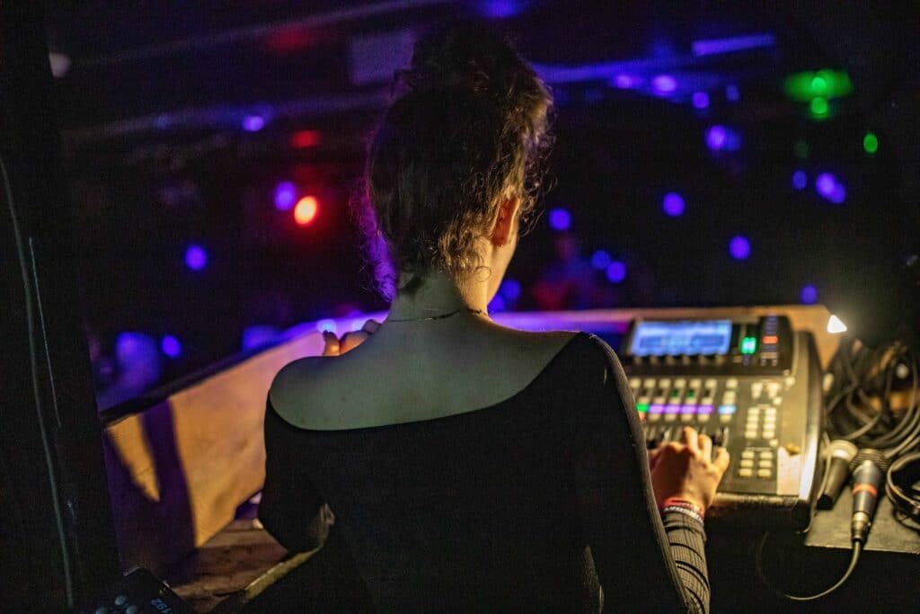 Student at a sound desk